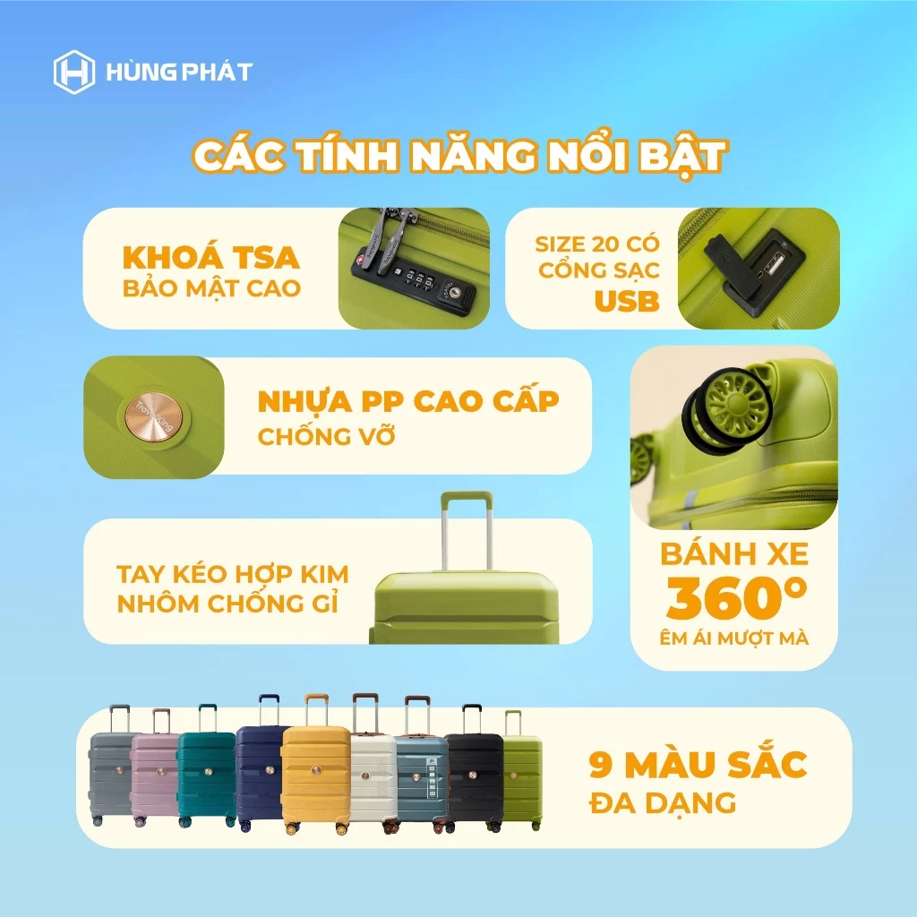 Tính năng nổi bật của vali nhựa Travelking PP 883