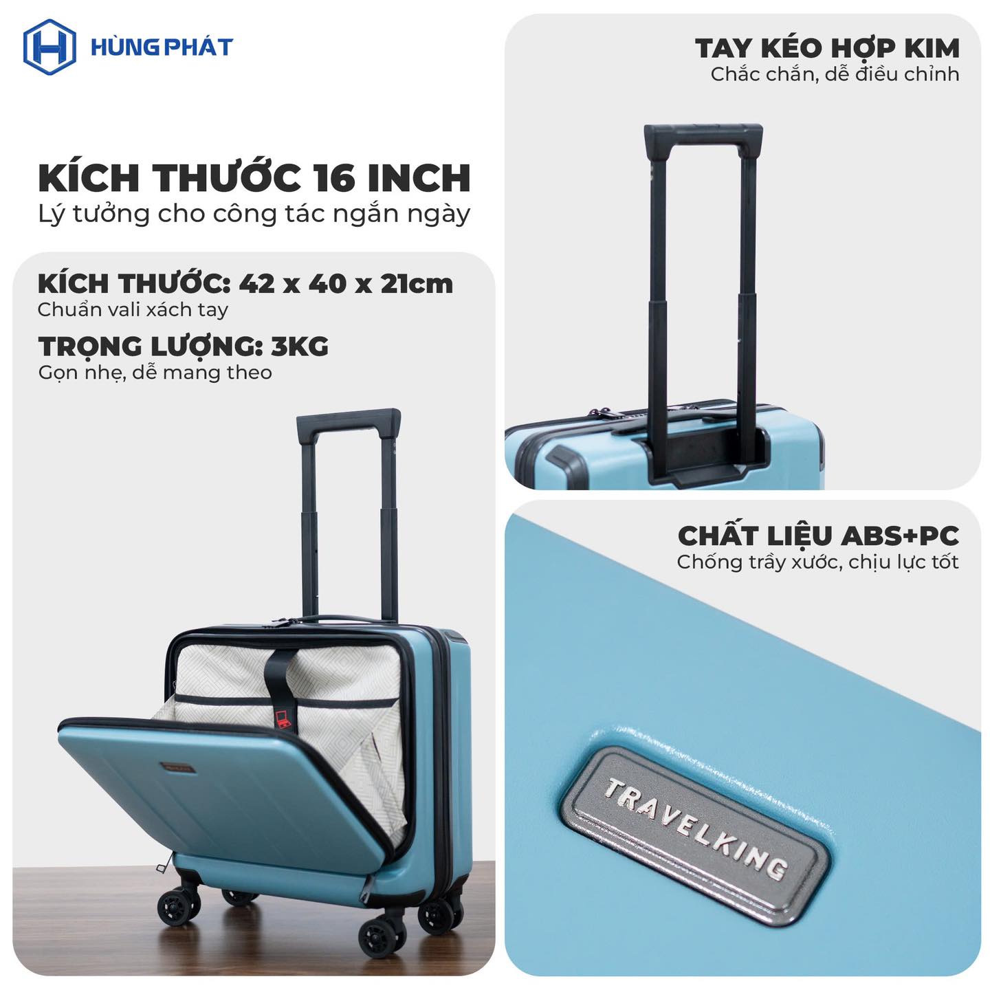 Vali khung nhôm Travelking 8091