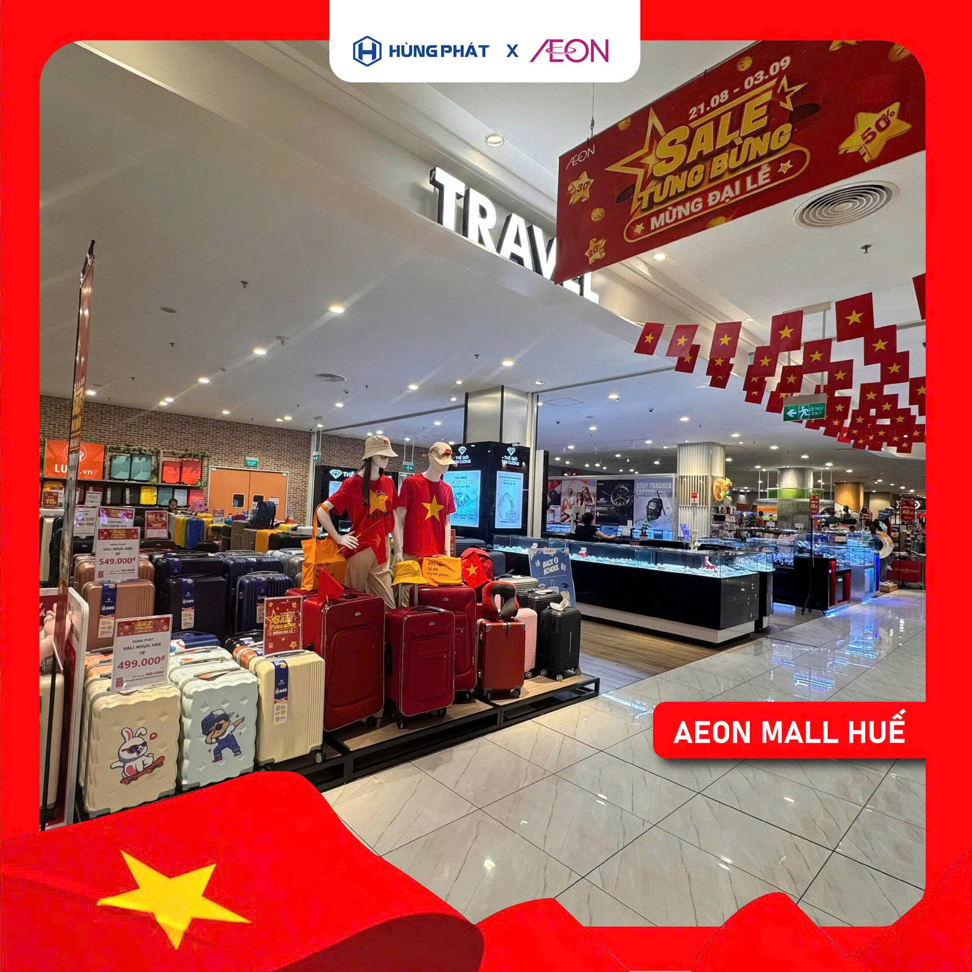 Gian hàng vali Hùng Phát tại Aeon Mall
