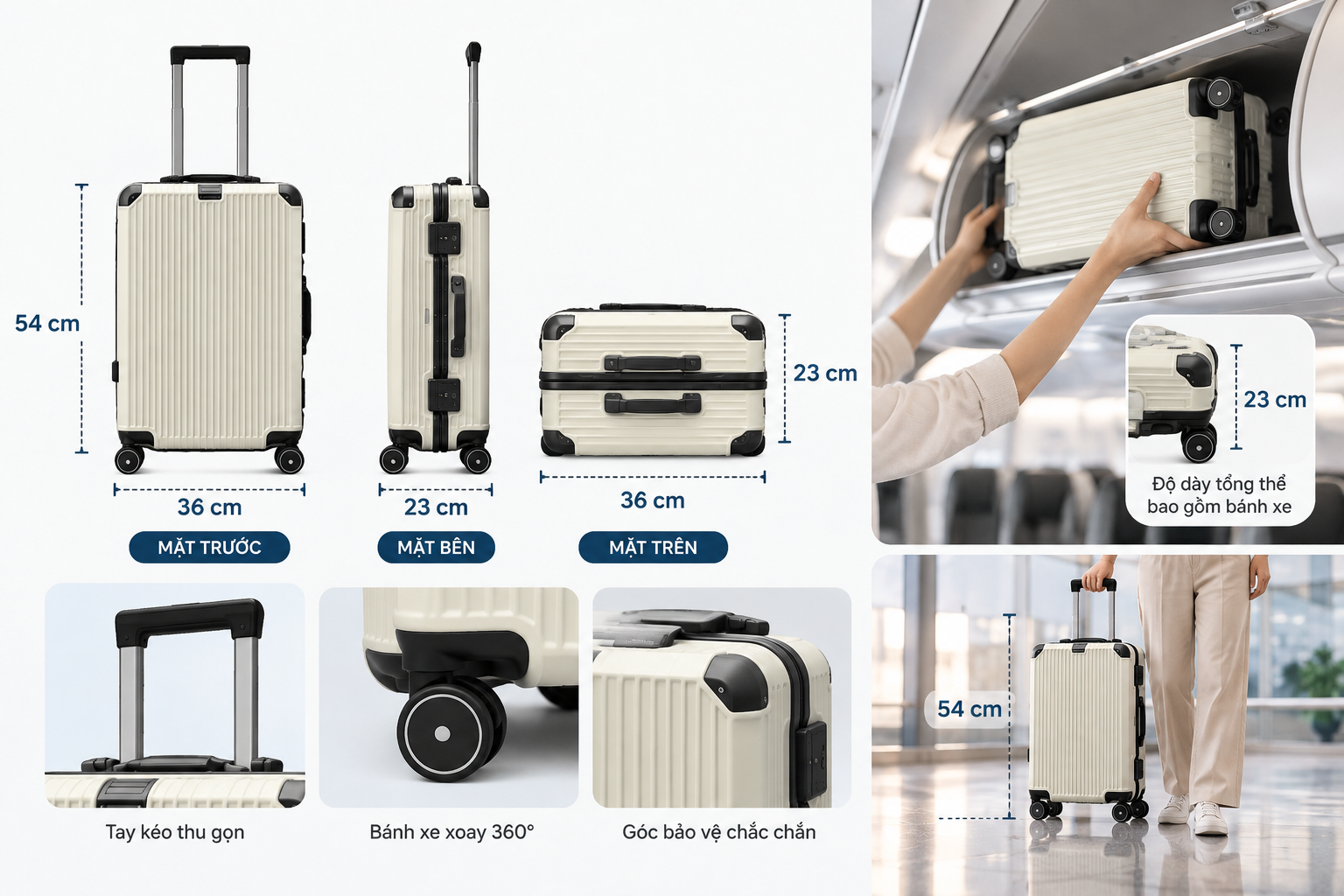 Cách chọn vali xách tay lên máy bay đúng kích thước quy định 2 kich-thuoc-vali-xach-tay-san-bay